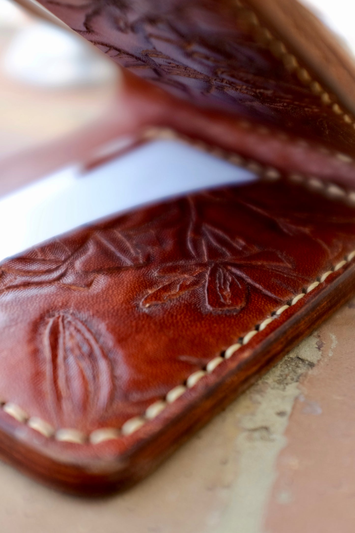 Hand-tooled Leather Bi-fold wallet