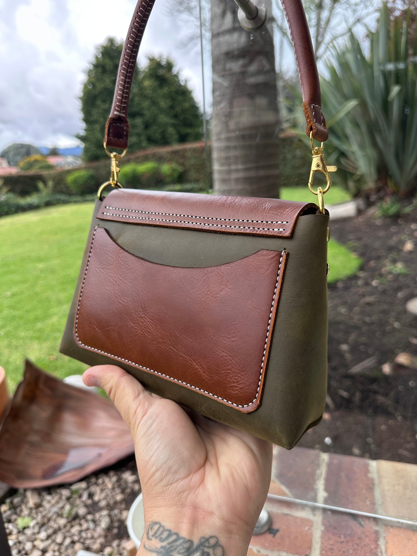 Tan/Olive Green Luna Bag