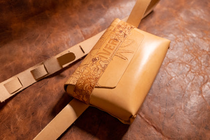 Stella Laced Natural Leather Bag with Tooled Design